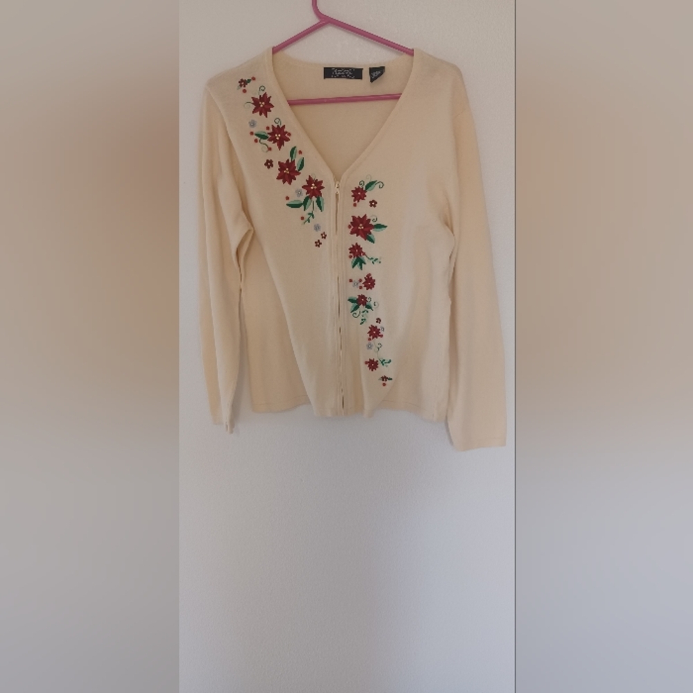 Floral Embroidered Cardigan Lg